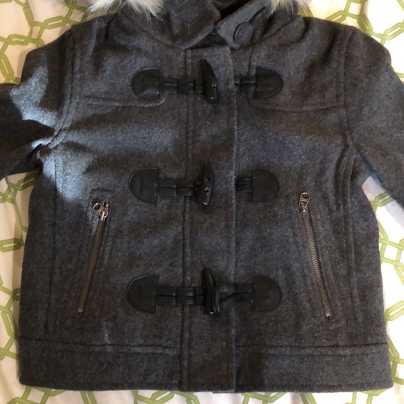 GAP Kids Toddler Wool Toggle Coat Hooded Gray Girls Size 4-5 - Picture 5 of 14